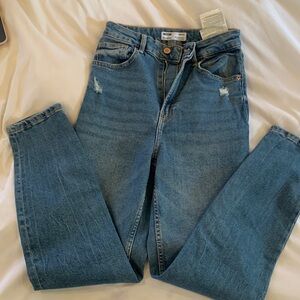 Mom, slim denim jeans